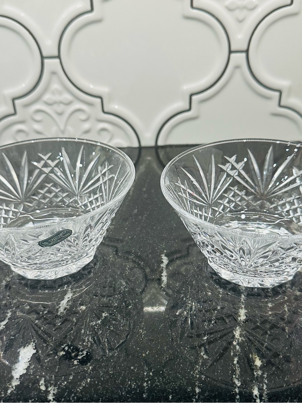 J G Durand Cut Crystal Glass Serving Bowls - Clear (Set of 2)